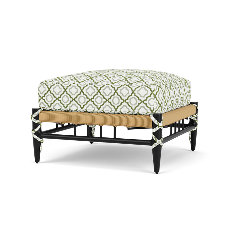 Low Country Square Outdoor Ottoman Patio Ottoman, Savannah Green