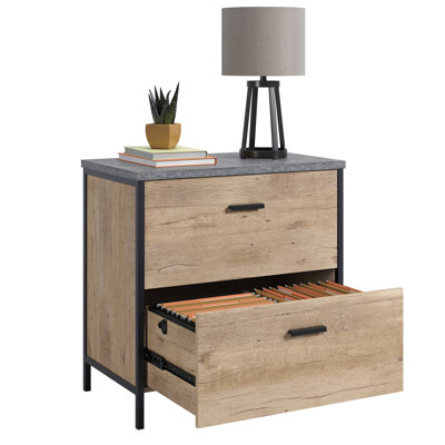 Classeur latéral industriel, couleur brune, 2 tiroirs avec serrure, facile à assembler pour le bureau brun, conception de tiroir, assemblage, convient à un bureau