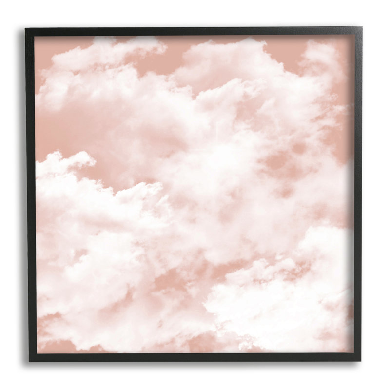 «Pastel Pink Clouds on Wood», impression, H 12 po x l 12 po, Giclée encadrée noir minuit
