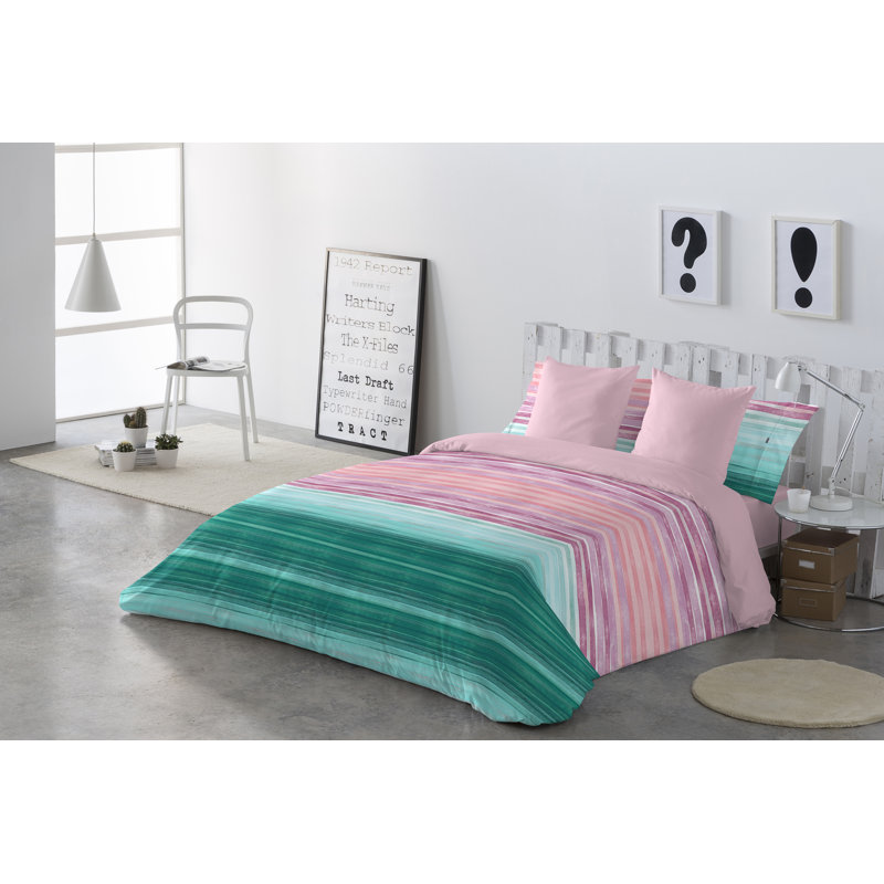 Elyse Striped Duvet Cover, Pink, King Duvet Cover