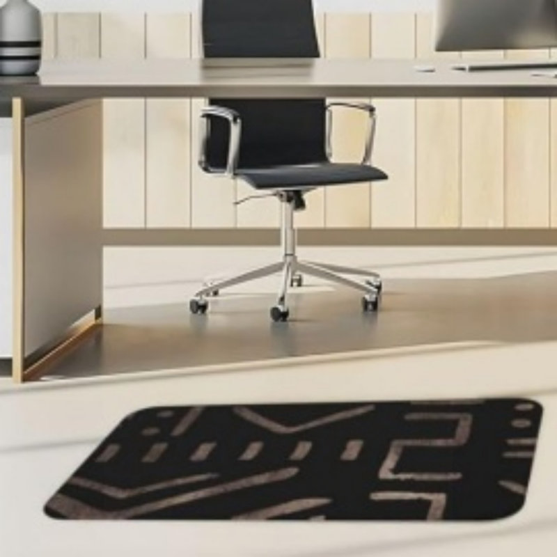 Tapis de cuisine noir à imprimé géométrique tribal pour cuisine et décor bohémien, 2 pièces de décoration brun noir