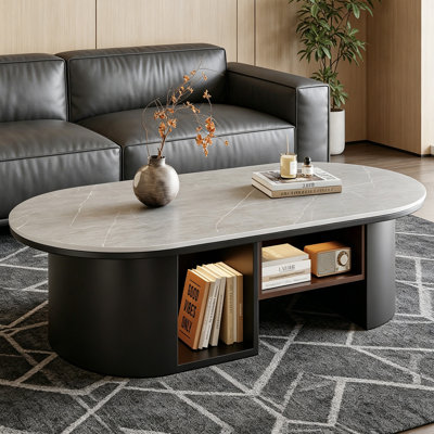 Oval Simple Household Storage Slate Coffee Table
