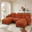 Canapé modulaire confortable en tissu de chenille plissé 3 places avec mousse ergonomique haute densité, canapé modulaire en forme de U avec 2 repose-pieds et accoudoirs ronds-1816804296-1816804297