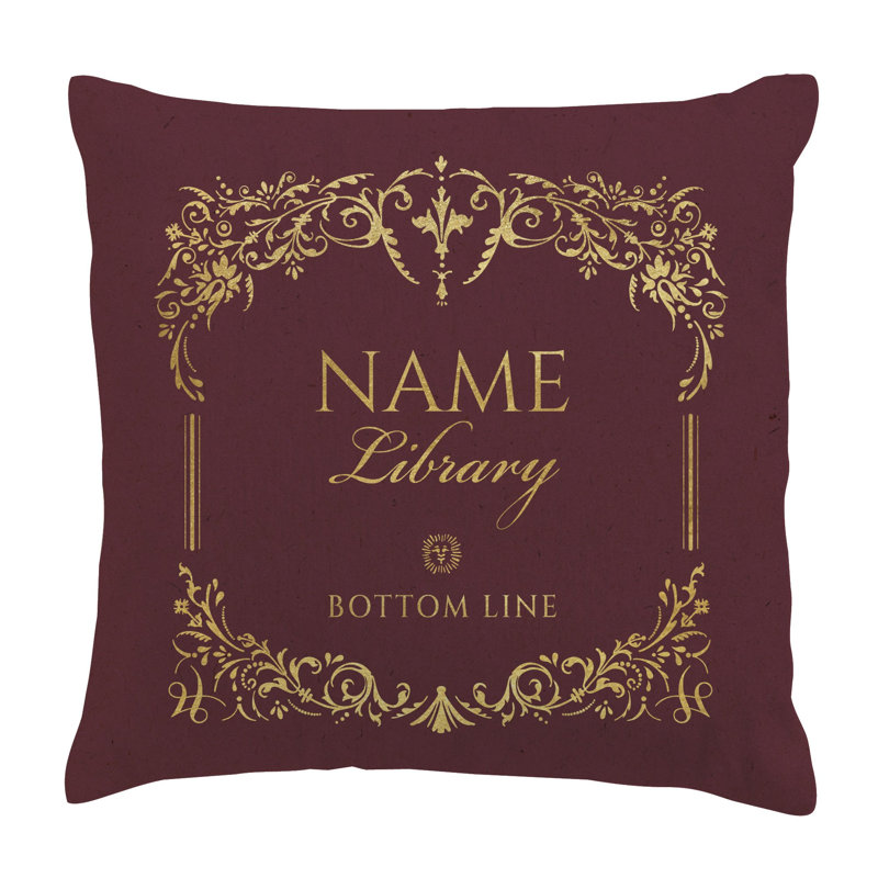 Coussin de lecture bourgogne «My Library» 14 po, décoration pour les amoureux des livres, coussin décoratif de bibliothèque