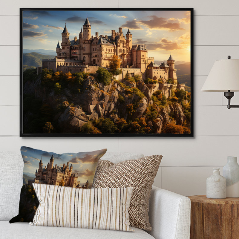 Châteaux ensoleillés, splendeur éclatante - impression, Cadre flottant noir, H 16 po x l 32 po