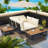 Outdoor Sectional Sofa Set with Adjustable Reclining Seats for Patio-122694069