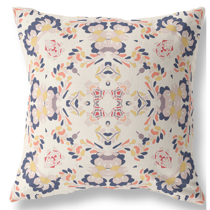 Housse et insert d'oreiller carré, 16 po x 16 po, Blanc/bleu