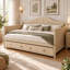 Lit de jour simple en bois massif avec couchette à roulettes Armo-645915329