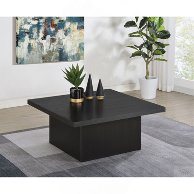 Table basse carrée en bois d'ingénierie, noire