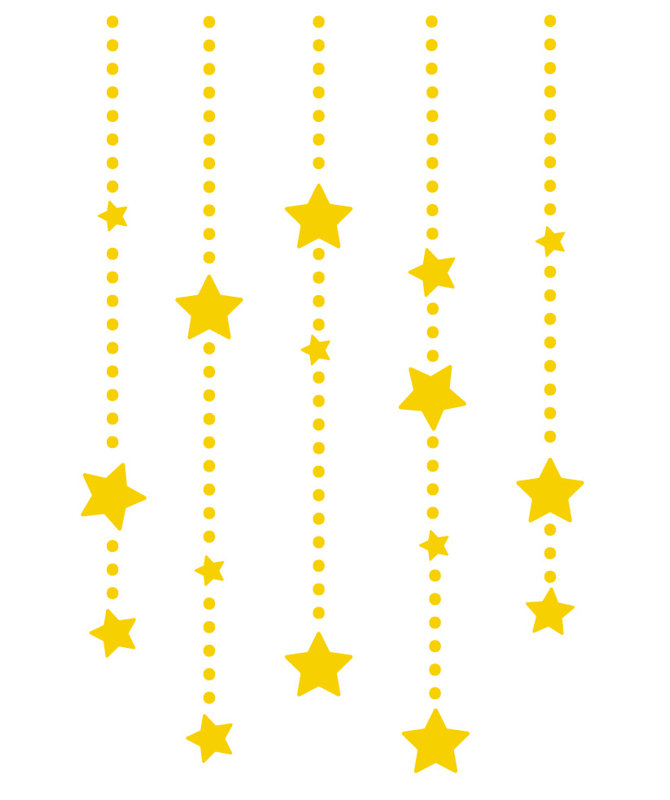 Décalcomanie murale étoile éléments suspendus, H 45 po x l 30 po x P 0,01 po, Jaune clair