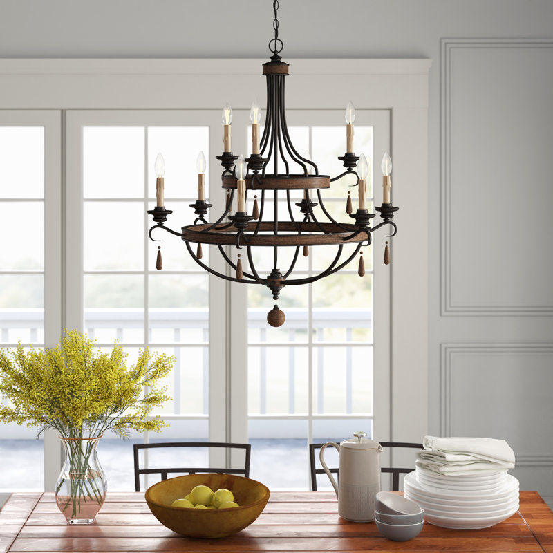 Lustre empire 9 lumières de style bougie Aadvik