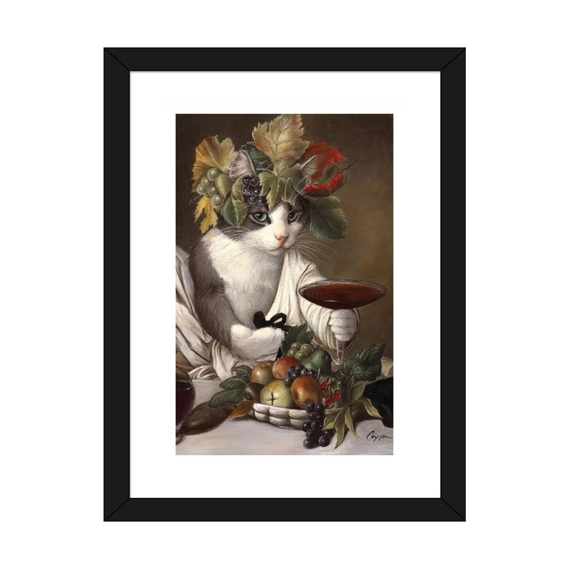 " Widget As Bacchus " Oil Print, 32" H x 24" W x 1" D, Black Framed Fine Art Paper