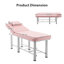 Table de massage professionnelle portative avec dossier réglable, structure en métal rose