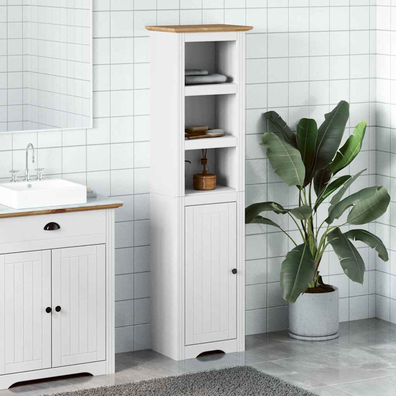 Blanding Bathroom Cabinet, White/Brown