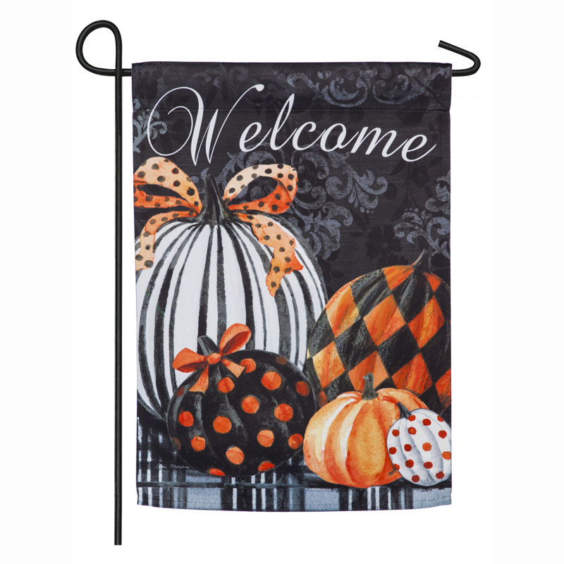 Elegant Pattern Pumpkins Garden Suede Flag, Sassafras Mat, And Mat Frame, Set Of 3