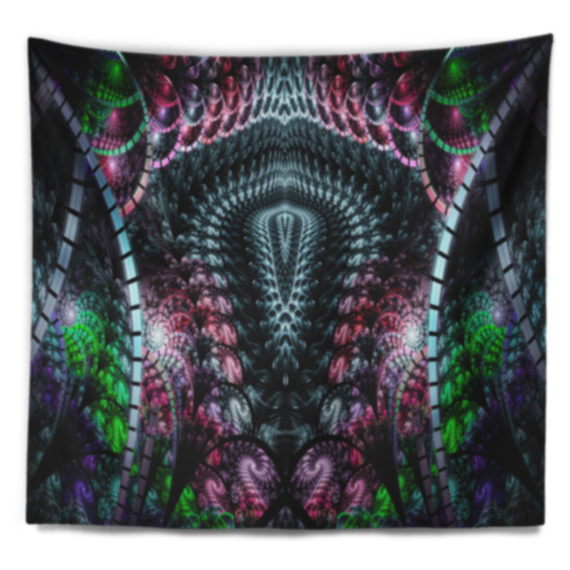 Tapisserie de conception abstraite étrange de style fractal, H 78 po x l 92 po