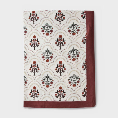 Nappe 100% coton rouille et marron à imprimé floral 48 po x 48 po Gulnaar  
