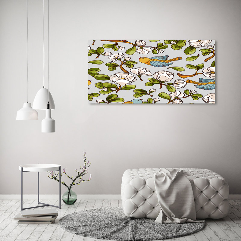 Flowers And Birds - Wrapped Canvas Print