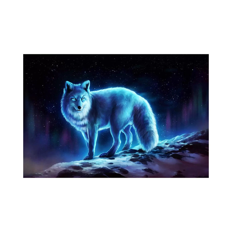 Ice Fox by JoJoesArt - Wrapped Canvas Print, 20.32 cm H x 30.48 cm W