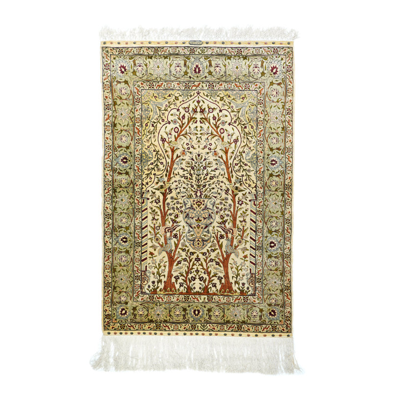 Silk Oriental Area Rug in Beige
