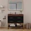Meuble-lavabo sur pied 36 po avec lavabo en céramique et comptoir en marbre-133488894
