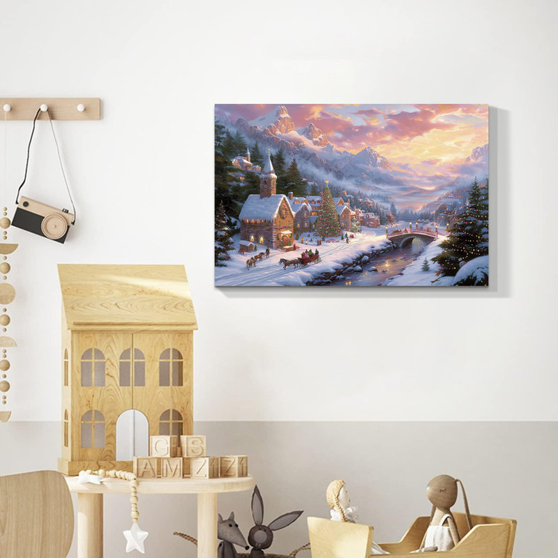 Arbre de Noël, art mural sur toile, H 12 po x l 18 po
