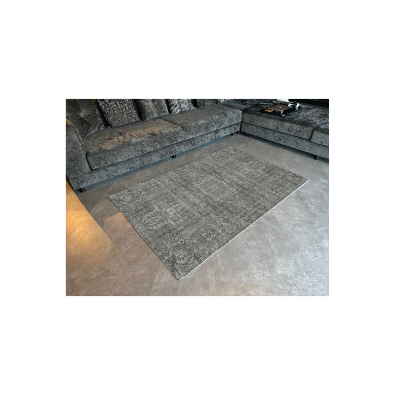 Tapis noir lavable à la machine Vintage, Rectangle 3 pi 3 po x 4 pi 11 po