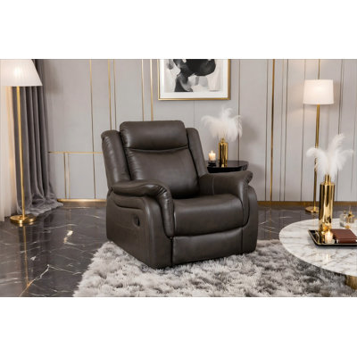 Manual Recliners Faux Leather Oversized Chair Grey