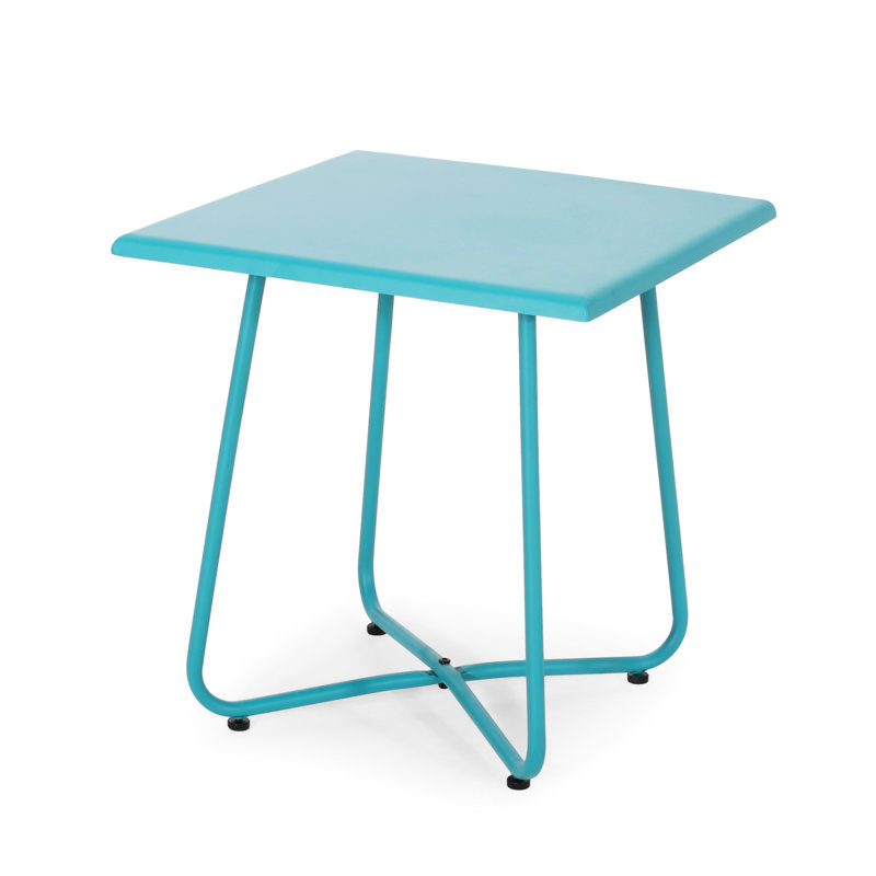 Table d'appoint moderne avec pieds droits audacieux et construction en acier avec une base en fer complétant le style