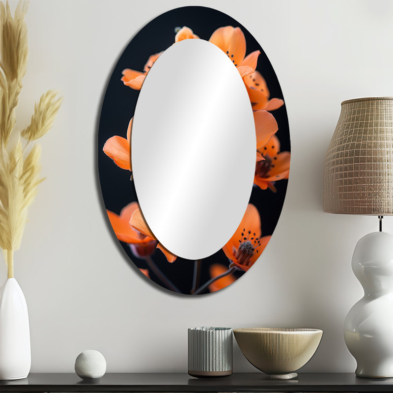 Miroir mural ovale orange et noir, 36 po x 24 po