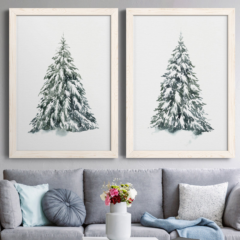 Blue Spruce I - ensemble de 2 cadres photo, H 24 po x l 36 po x P 1,5 po, Toile avec cadre blanc