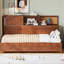 Lit de jour simple en bois avec 3 tiroirs de rangement, tête de lit souple, tablette et ports USB intégrés, -756825688