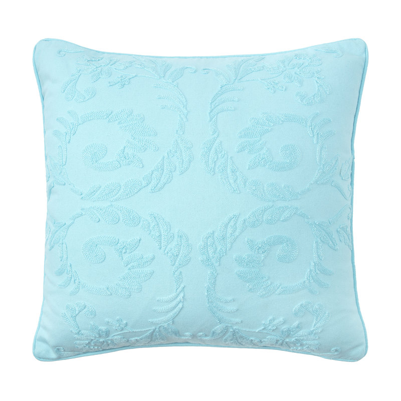 Chanasya Damask Blue Embroidered Throw Pillow Cover