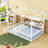Wood Canopy Montessori Floor Bed With Shelves And Guardrails-1107524675-1107524677