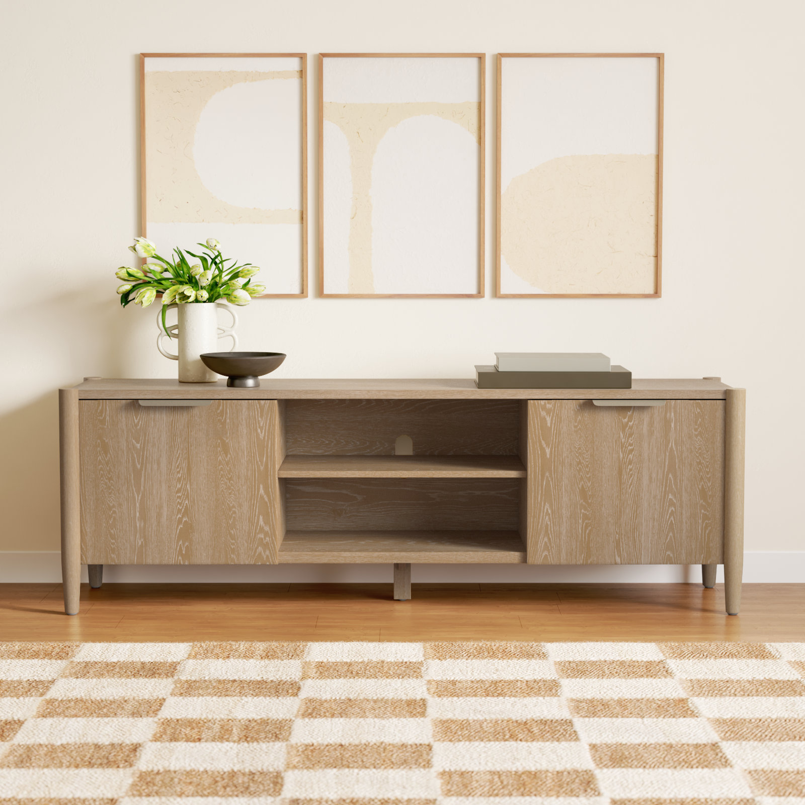 Reece 72" TV Stand, Natural Wood