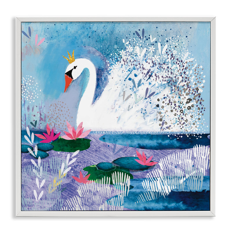 Giclée encadrée de cygne couronné tranquille, design par Clare Tupper, H 17 po x l 17 po