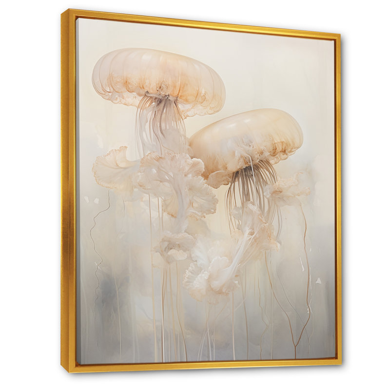 Minimalisme, méduse blanche, rêves sur toile, Silver Picture Framed, 32" H x 24" W