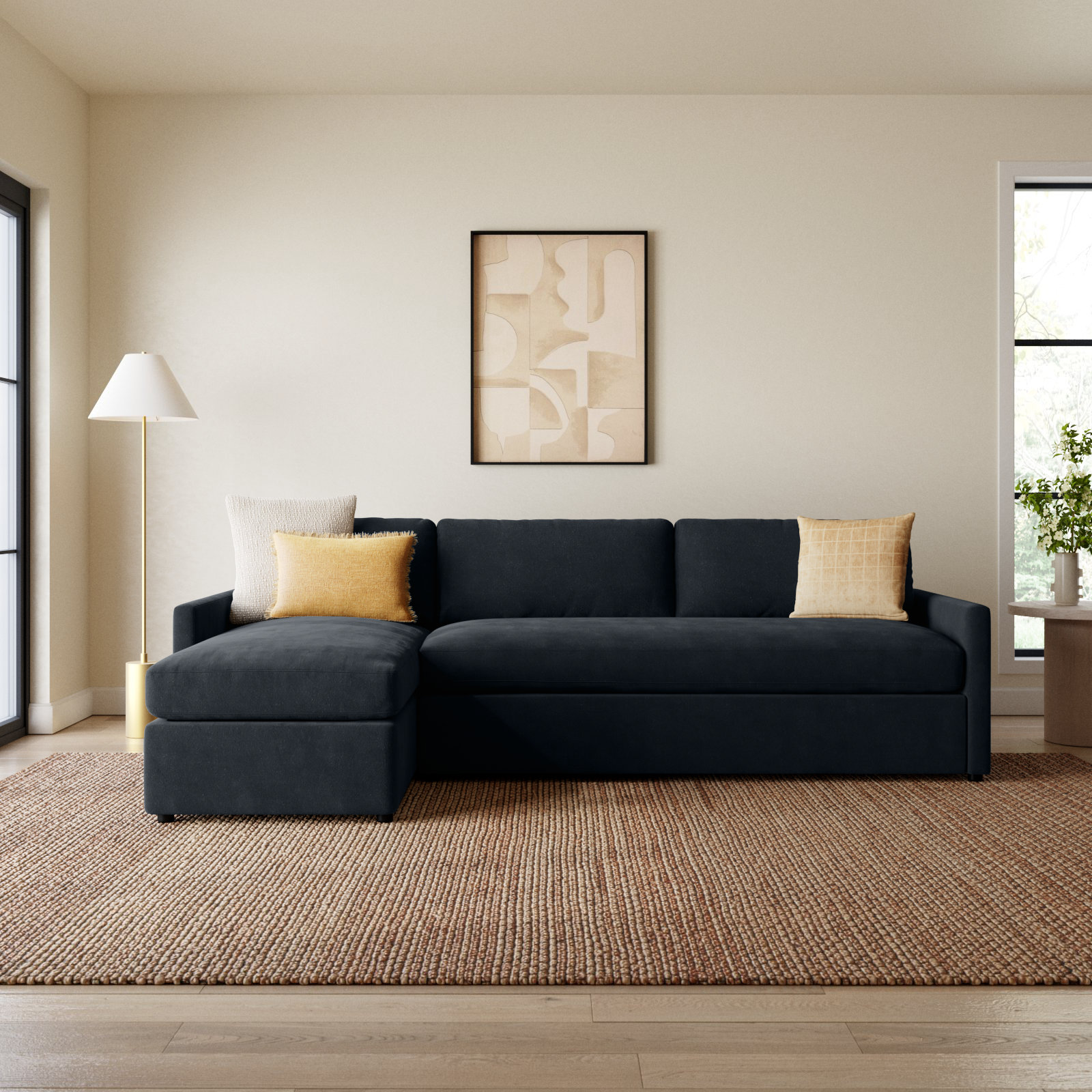 Damari 2 - Piece Upholstered Chaise Sectional, Left Hand Facing, Andrew Espresso Performance Chenille