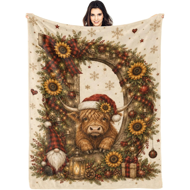 Couverture de Noël Highland Cow