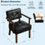 Ensemble de 2 chaises d'appoint de style Mid-Century avec structure en bois et fauteuil rembourré en cuir de polyuréthane avec fauteuil capitonné de lecture classique pour le salon, la chambre à coucher et le balcon