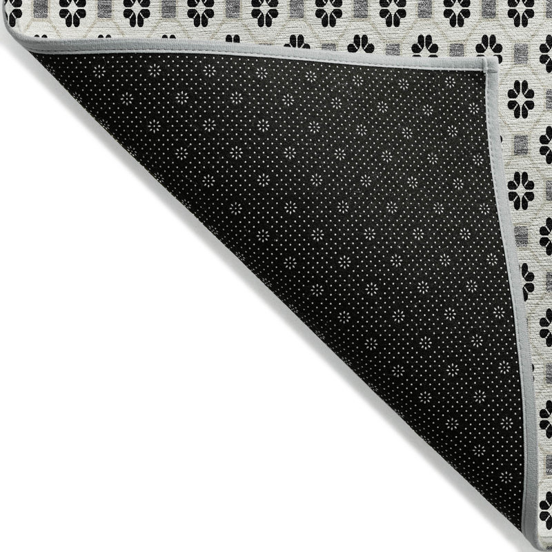 Ivory and Black Synthetic Flat Woven 10' x 14' Rug