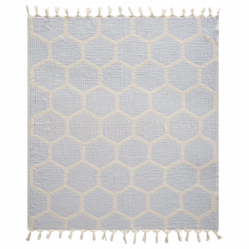 Woven Cotton Throw Blanket, Purple Geometric 