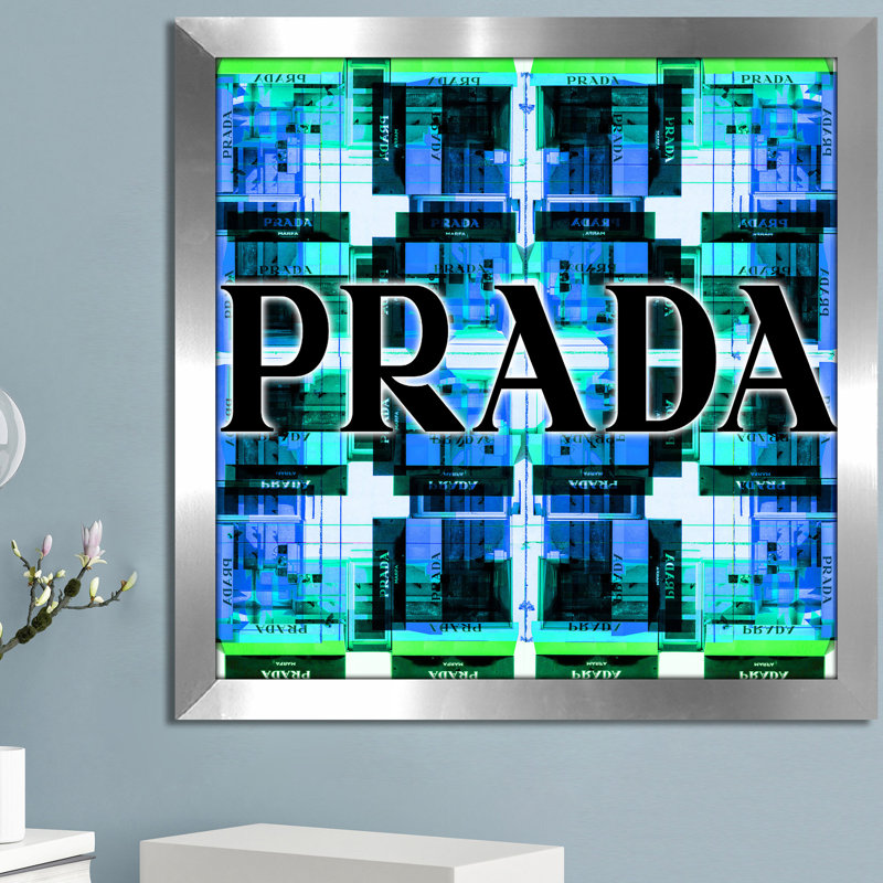 « shop prada blue », impression encadrée, H 19,5 po x l 19,5 po x P 1 po