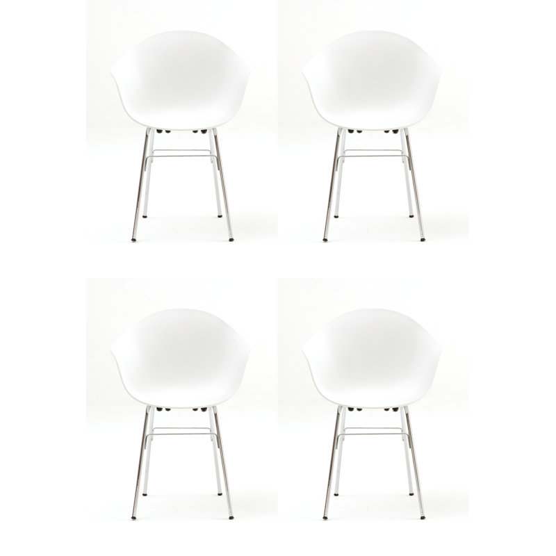 Fauteuil TA (ensemble de 4), Blanc / Chrome