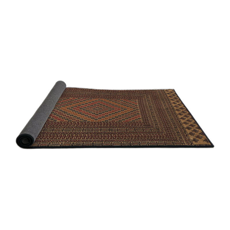 Tapis orange/rouge/brun traditionnel Lorrain, Rond 5 pi