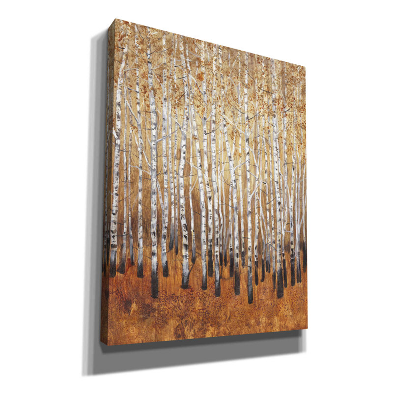 «Sienna Birches I» par Tim O'toole, art mural sur toile, H 34 po x l 26 po x P 1,5 po