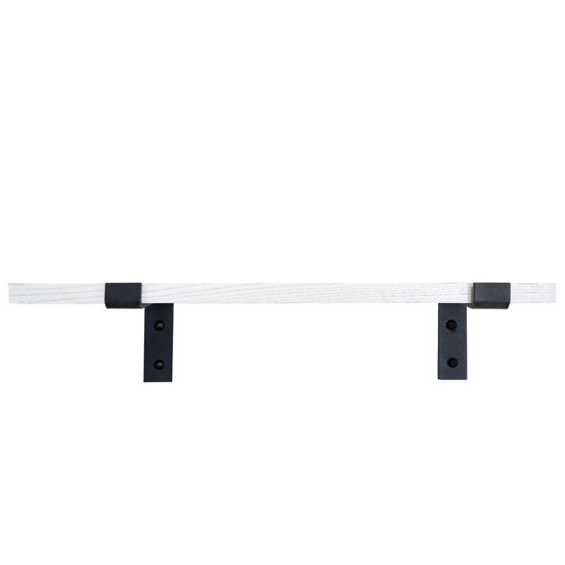 Rayne Metal Bracket Oak Shelf, White, 1" H x 14" W x 7" D