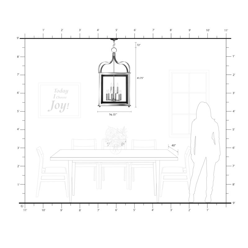 Aelwen 9 - Light Dimmable Lantern Square / Rectangle Chandelier, Brushed Nickel