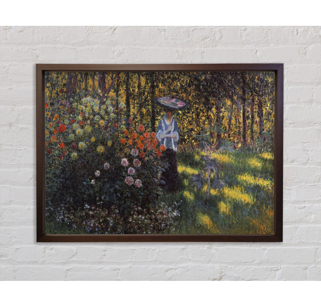 Frau mit Sonnenschirm im Garten von Argenteuil von Claude Monet - Einzelbildrahmen Kunstdrucke auf Leinwand