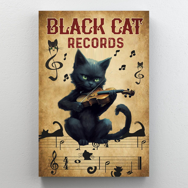 Impression sur toile, "Chat noir", H 36 po x l 24 po x P 1,25 po
